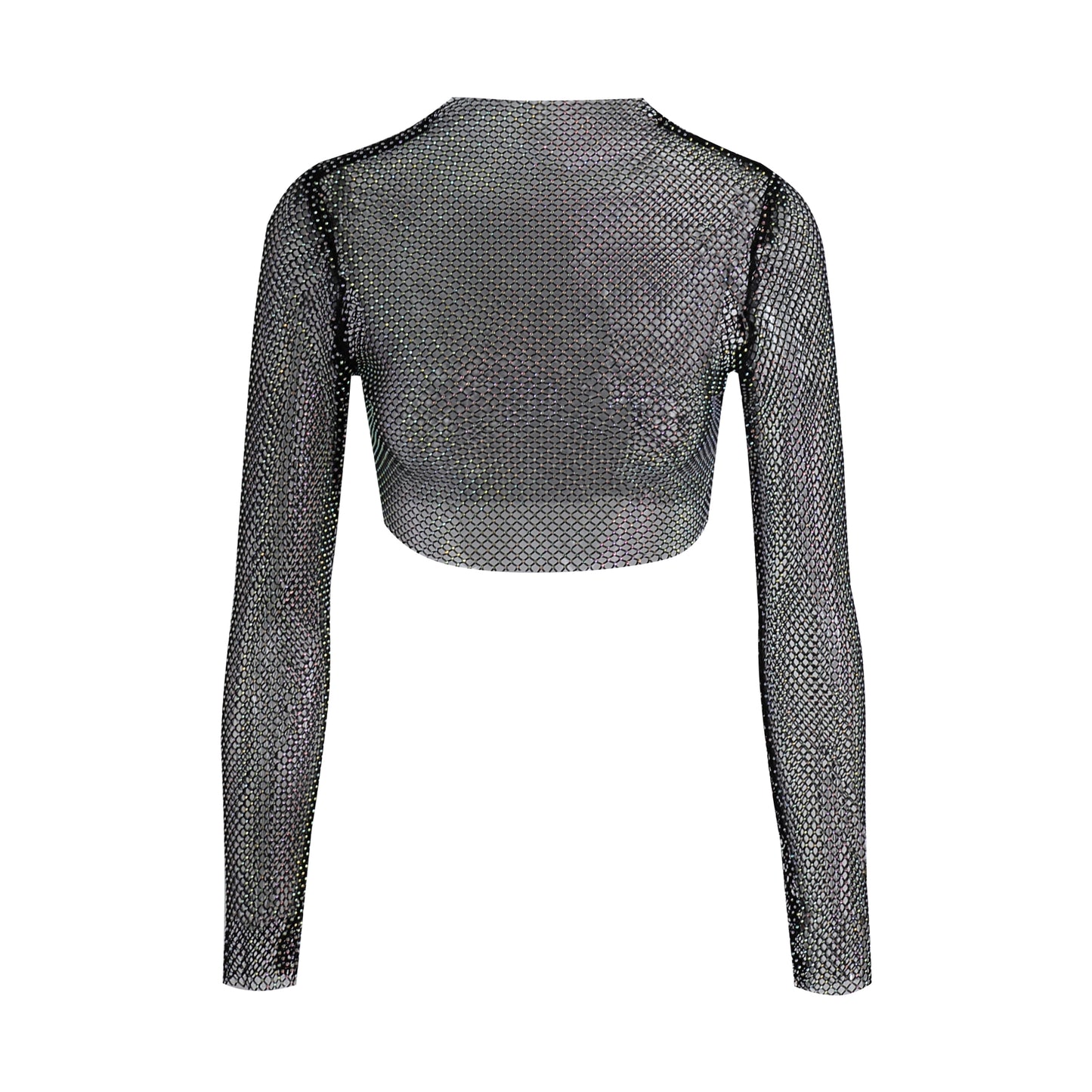 Lorelei II Rhinestone Long-sleeve Crop Top
