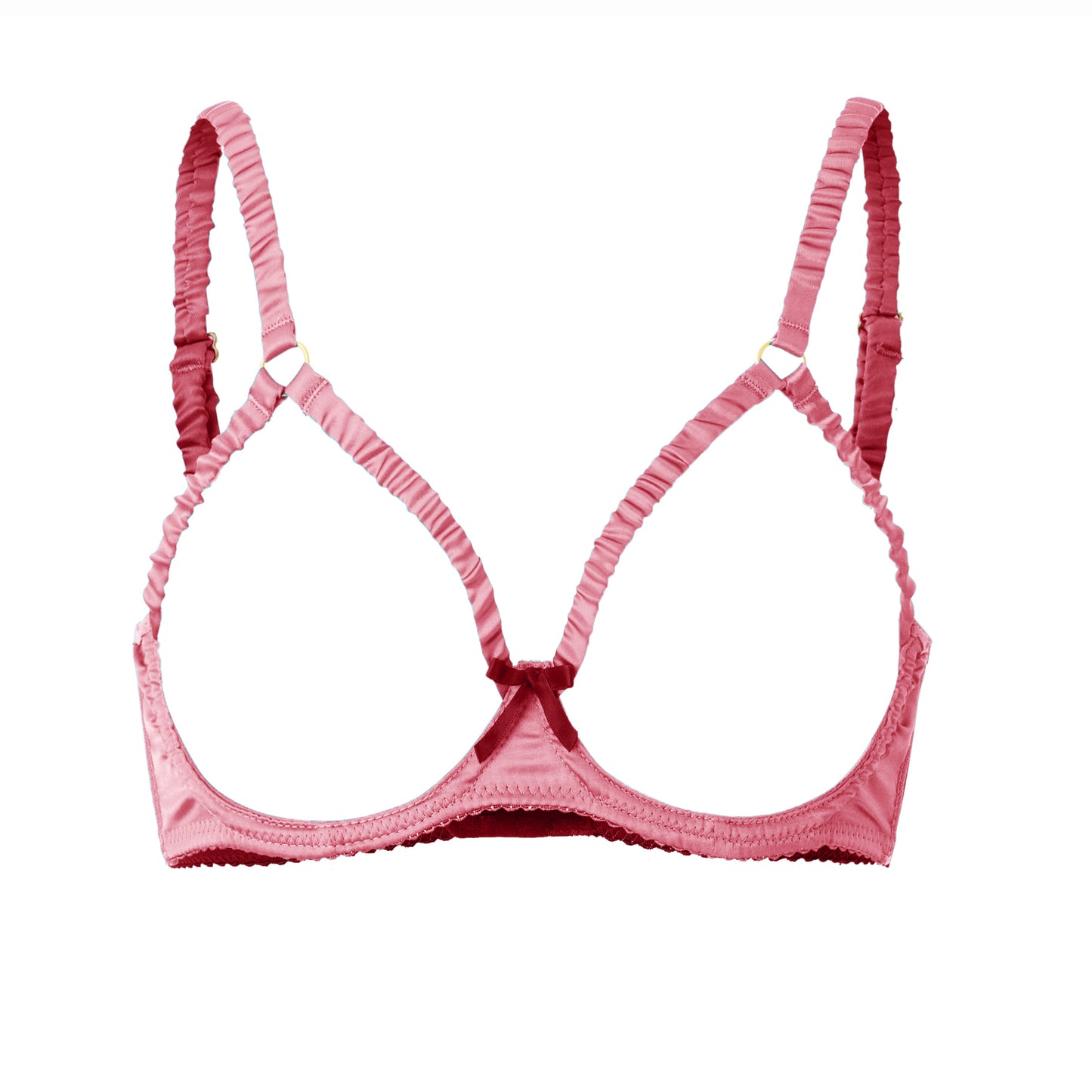 Elara Sexy Silky Open Cup Bra | Pink