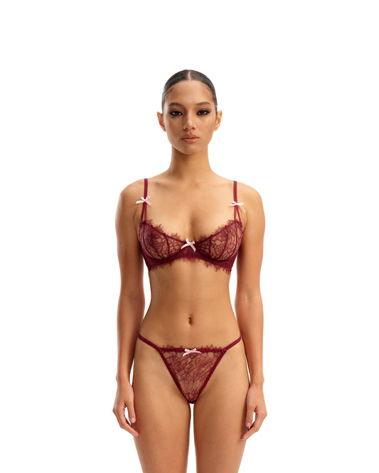 Natalie Lace Bra Burgundy 1