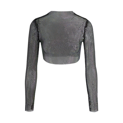 Lorelei II  Rhinestone Long-sleeve Crop Top
